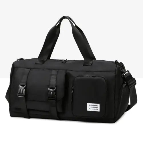 Sleek Black Oxford Cloth Multi-Pocket Travel Bag for Every Adventure