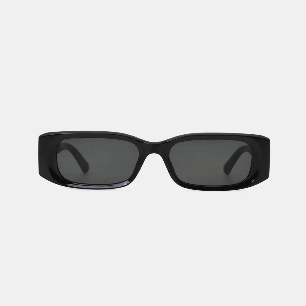 Sleek Black Polycarbonate Frame Rectangle Sunglasses for Effortless Style