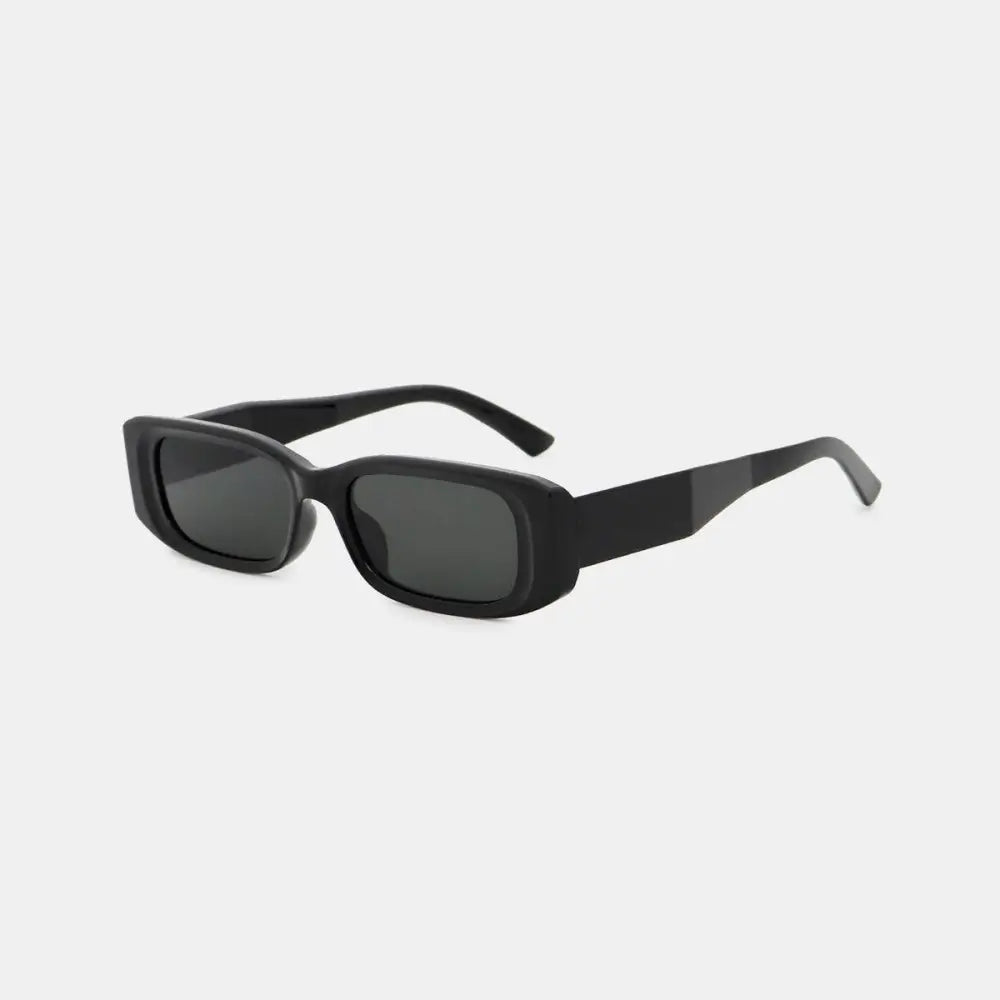 Sleek Black Polycarbonate Frame Rectangle Sunglasses for Effortless Style