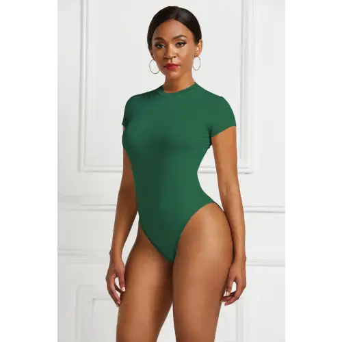 Sleek Black Short Sleeve Bodysuit
