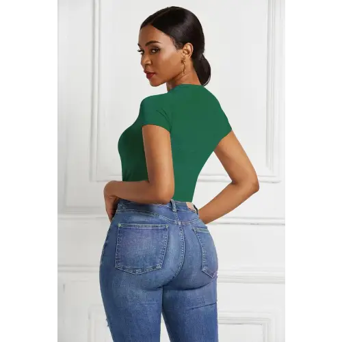 Sleek Black Short Sleeve Bodysuit