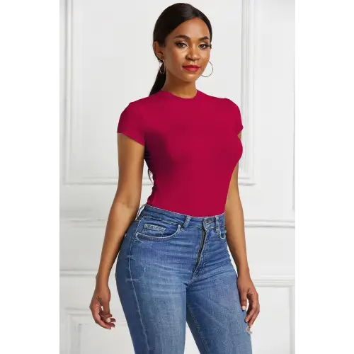 Sleek Black Short Sleeve Bodysuit