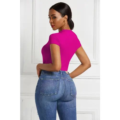 Sleek Black Short Sleeve Bodysuit
