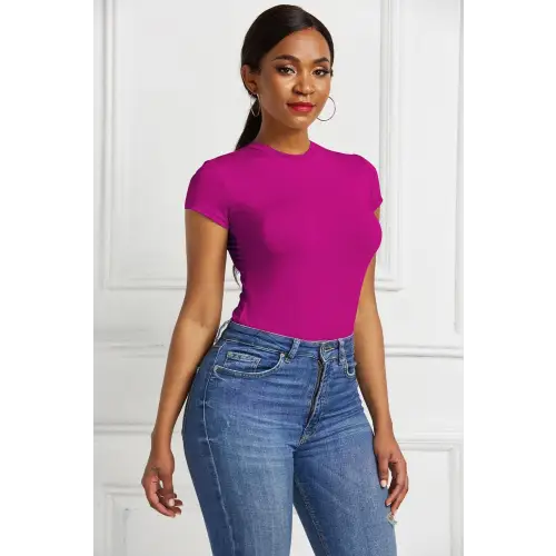 Sleek Black Short Sleeve Bodysuit