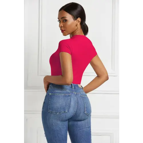 Sleek Black Short Sleeve Bodysuit
