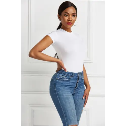 Sleek Black Short Sleeve Bodysuit