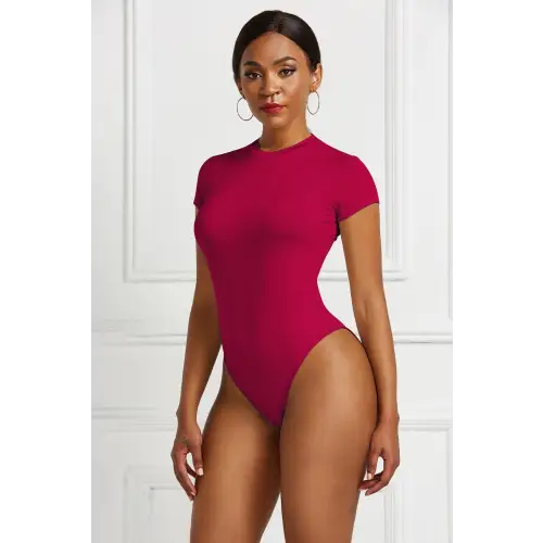 Sleek Black Short Sleeve Bodysuit