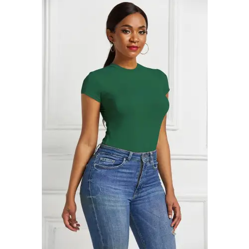 Sleek Black Short Sleeve Bodysuit