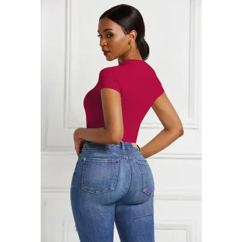 Sleek Black Short Sleeve Bodysuit