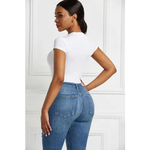 Sleek Black Short Sleeve Bodysuit