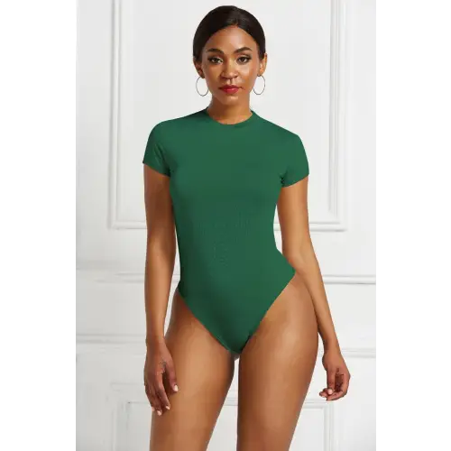 Sleek Black Short Sleeve Bodysuit