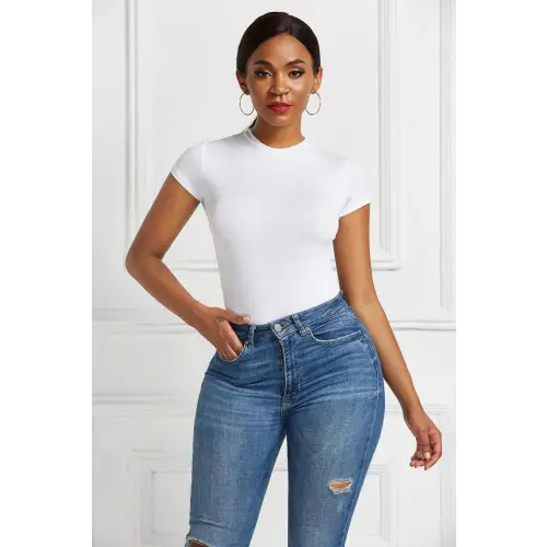 Sleek Black Short Sleeve Bodysuit