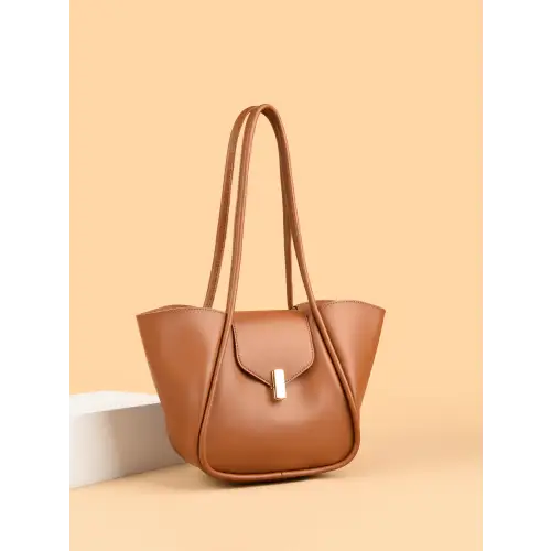 Sleek Brown Leather Shoulder Bag with Pouch for Everyday Style