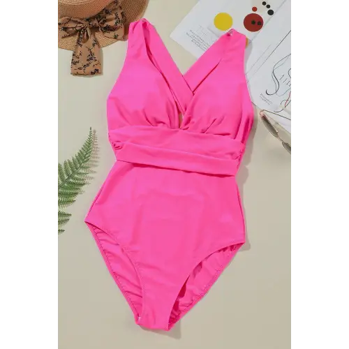 Sleek Crisscross Wide Strap One-Piece Swimsuit for Summer Fun