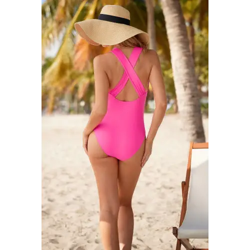 Sleek Crisscross Wide Strap One-Piece Swimsuit for Summer Fun