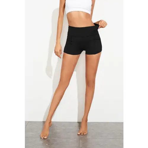 Exposed Seam High Waist Yoga Shorts - CM Fashion