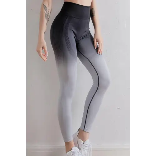 Gradient High Waist Sports Leggings - Black/White / S - CynthiaMonica CM