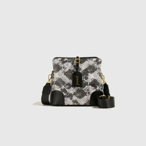 PU Leather Snakeskin Print Crossbody Bag - CM Fashion