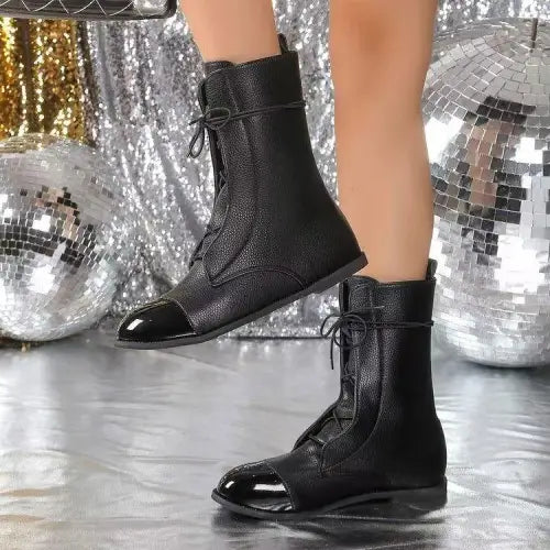 Sleek Point Toe Boots with Contrast Lace Elevate Your Style