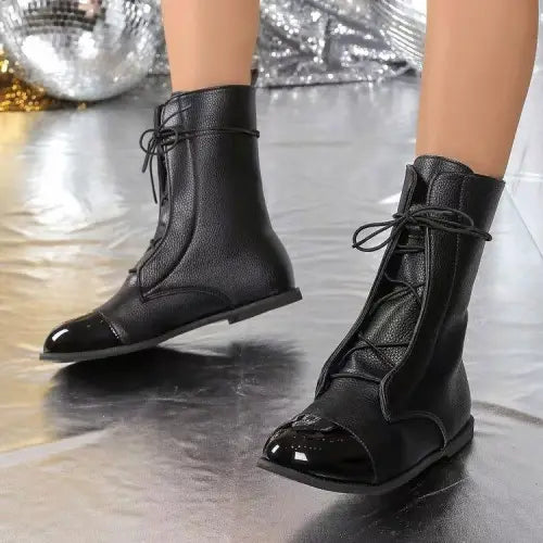 Sleek Point Toe Boots with Contrast Lace Elevate Your Style