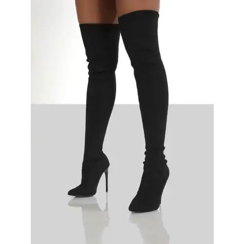 Sleek Point Toe Knee Stiletto Boots for Daring Style