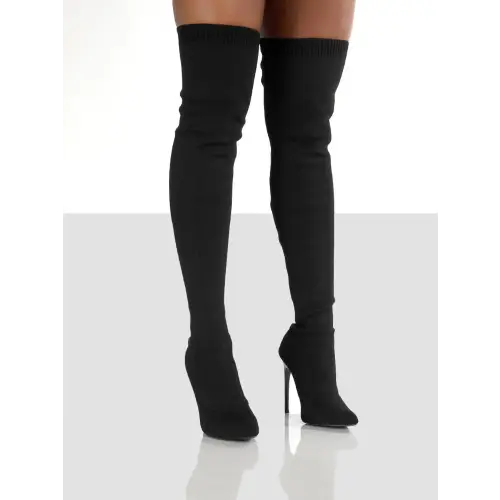 Sleek Point Toe Knee Stiletto Boots for Daring Style