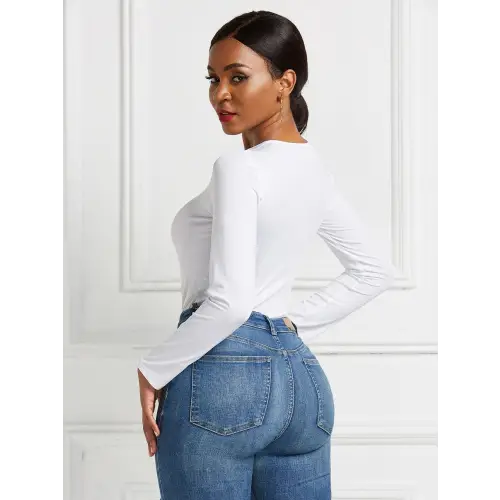 Sleek Round Neck Long Sleeve Bodysuit