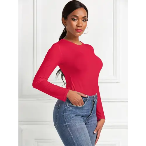 Sleek Round Neck Long Sleeve Bodysuit