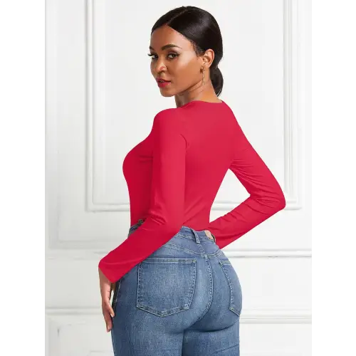 Sleek Round Neck Long Sleeve Bodysuit