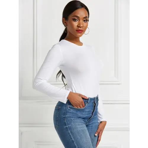 Sleek Round Neck Long Sleeve Bodysuit