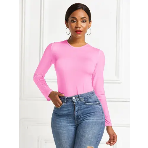 Sleek Round Neck Long Sleeve Bodysuit