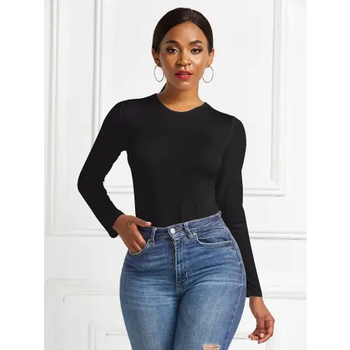 Sleek Round Neck Long Sleeve Bodysuit