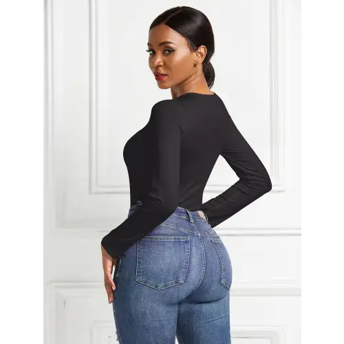 Sleek Round Neck Long Sleeve Bodysuit