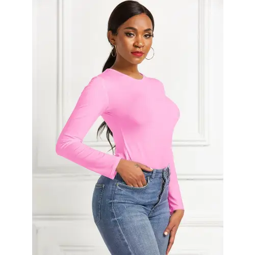 Sleek Round Neck Long Sleeve Bodysuit