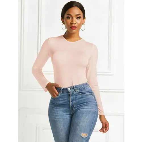 Sleek Round Neck Long Sleeve Bodysuit