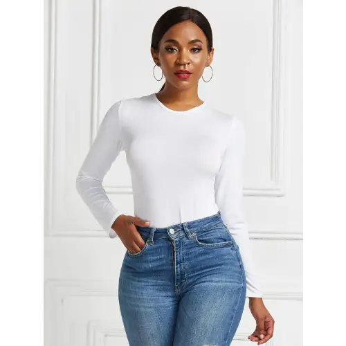 Sleek Round Neck Long Sleeve Bodysuit