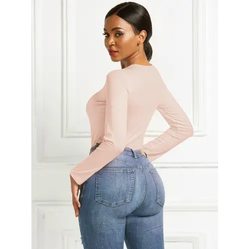 Sleek Round Neck Long Sleeve Bodysuit