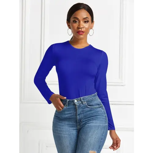 Sleek Round Neck Long Sleeve Bodysuit