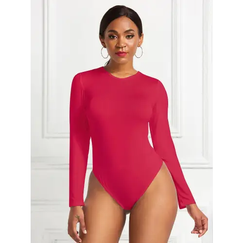 Sleek Round Neck Long Sleeve Bodysuit