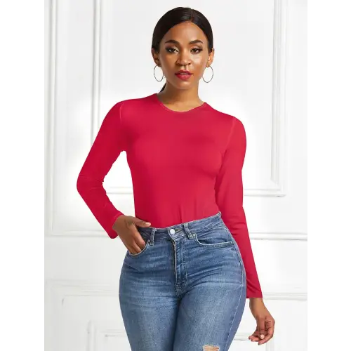 Sleek Round Neck Long Sleeve Bodysuit