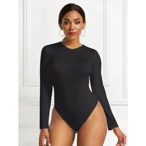 Sleek Round Neck Long Sleeve Bodysuit