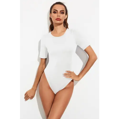 Sleek Round Neck Short Sleeve Bodysuit