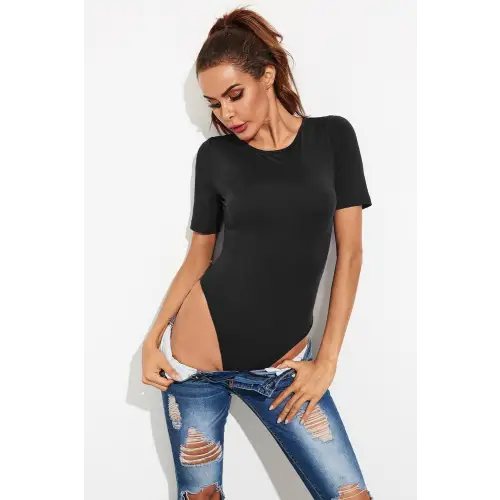 Sleek Round Neck Short Sleeve Bodysuit