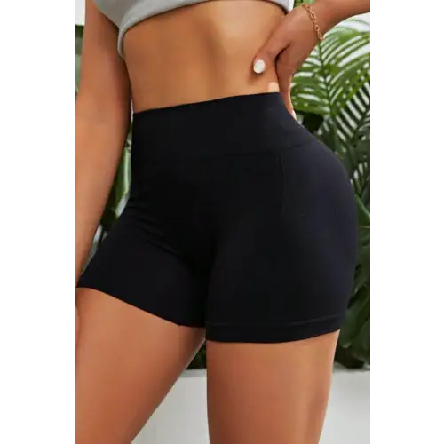 Slim Fit High Waistband Active Shorts - Black / S - CynthiaMonica CM