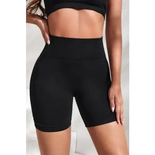 Slim Fit High Waistband Active Shorts - Black / S - CynthiaMonica CM