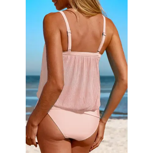 Sleek Square Neck Spaghetti Strap Tankini Set for Beach Bliss