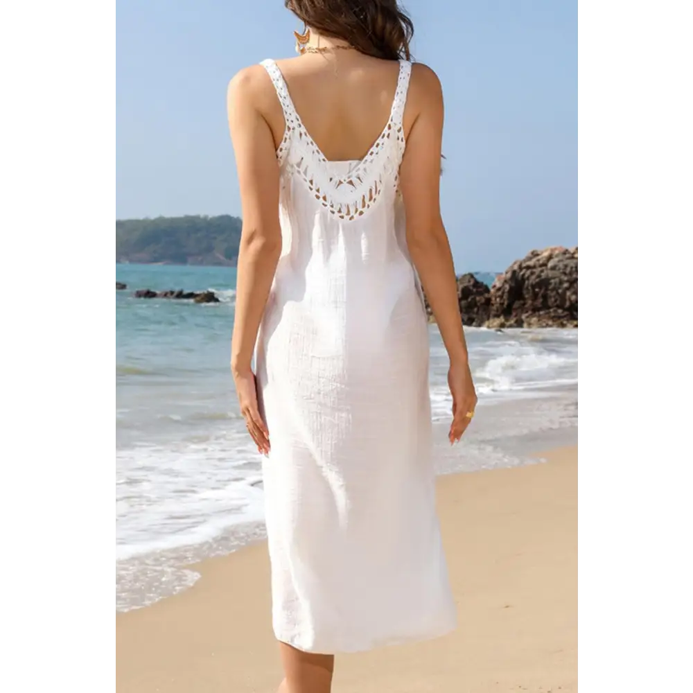 Flirty Slit Scoop Neck Wide Strap Beach Cover Up