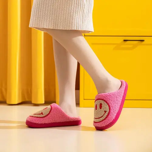 Snuggle Up in Cute Smiley Face Cozy Slippers