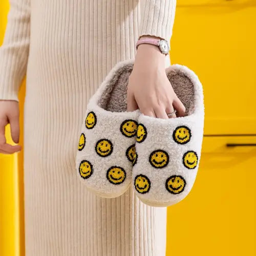 Snuggle Up in Melody Smiley Face Cozy Slippers