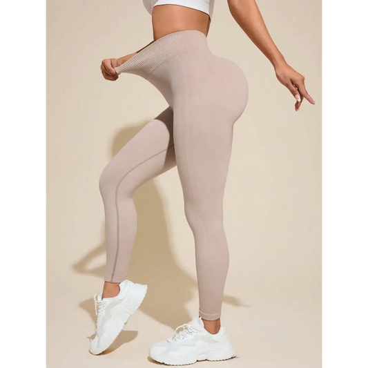 Solid High Rise Active Leggings - Dust Storm / S - CynthiaMonica CM